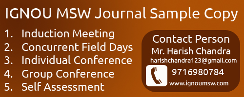 IGNOU MSW Field Work Journal 